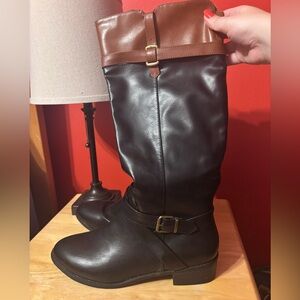 Rampage Imagine Black and Brown Block Riding Boots